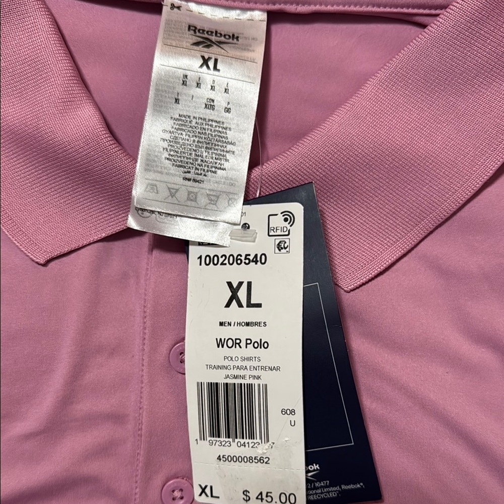 Reebok Jasmine Pink Polo Shirt XL